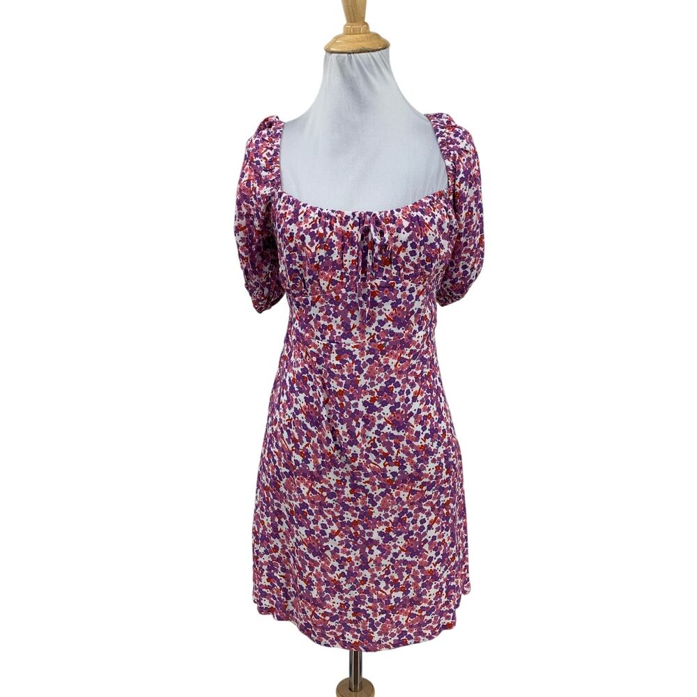 Faithfull The Brand Dress Womens 4 Violet Lovita Classic Milkmaid Mini Smocked